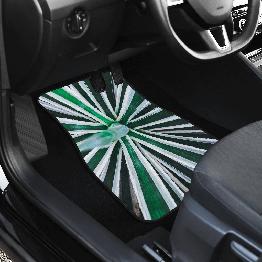 Green and White Car Floor Mats — view 3