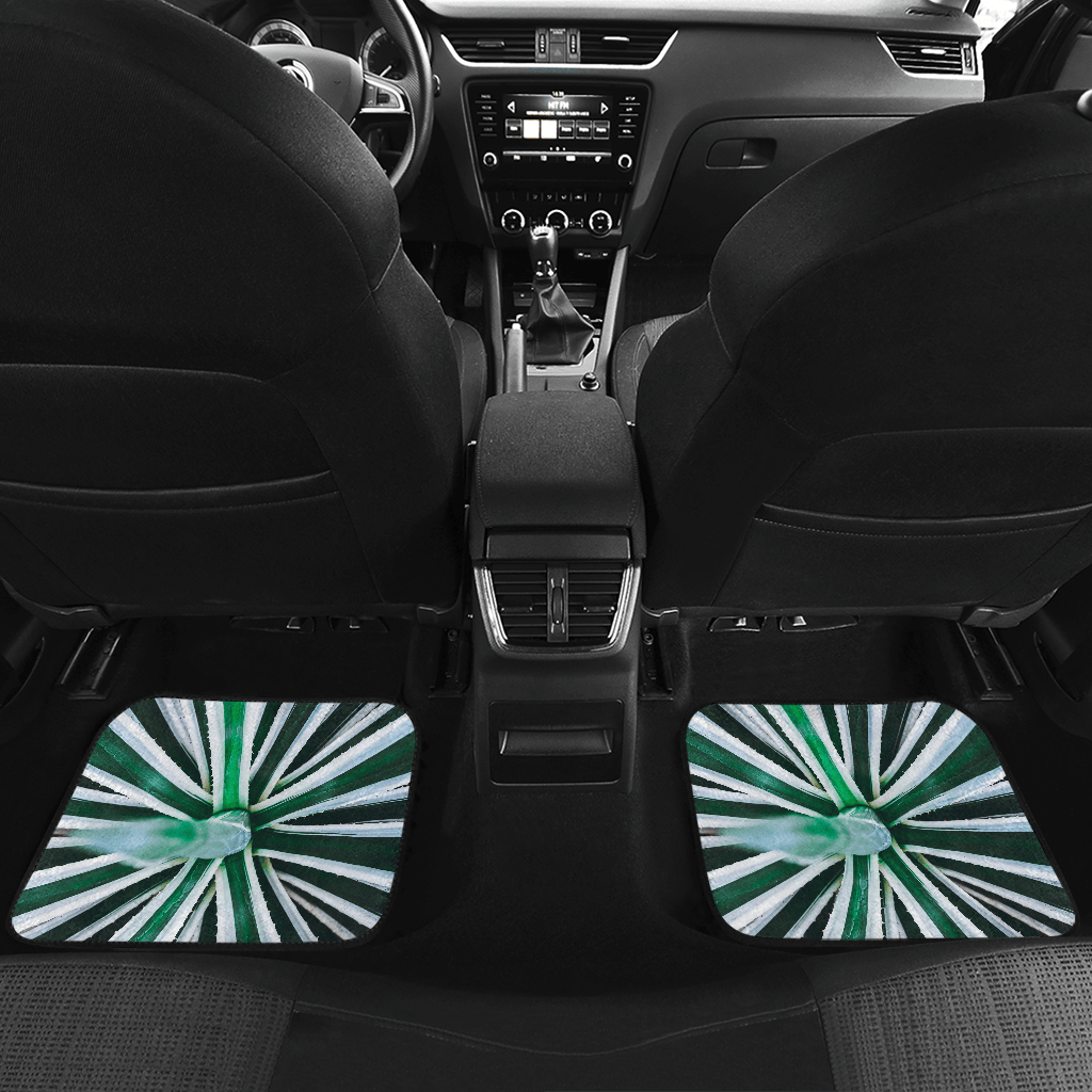 Green and White Car Floor Mats — view 2