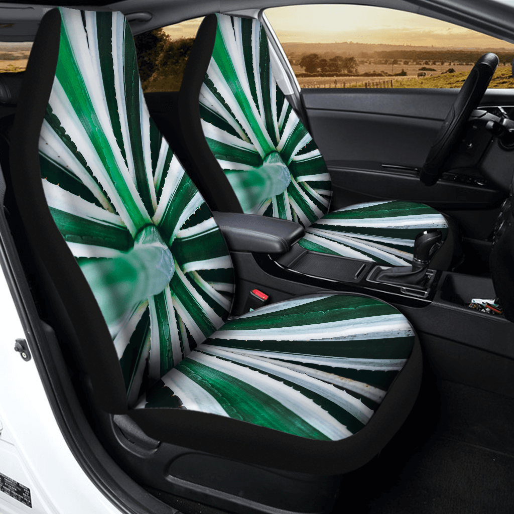 Green and White Car Seat Covers — view 2