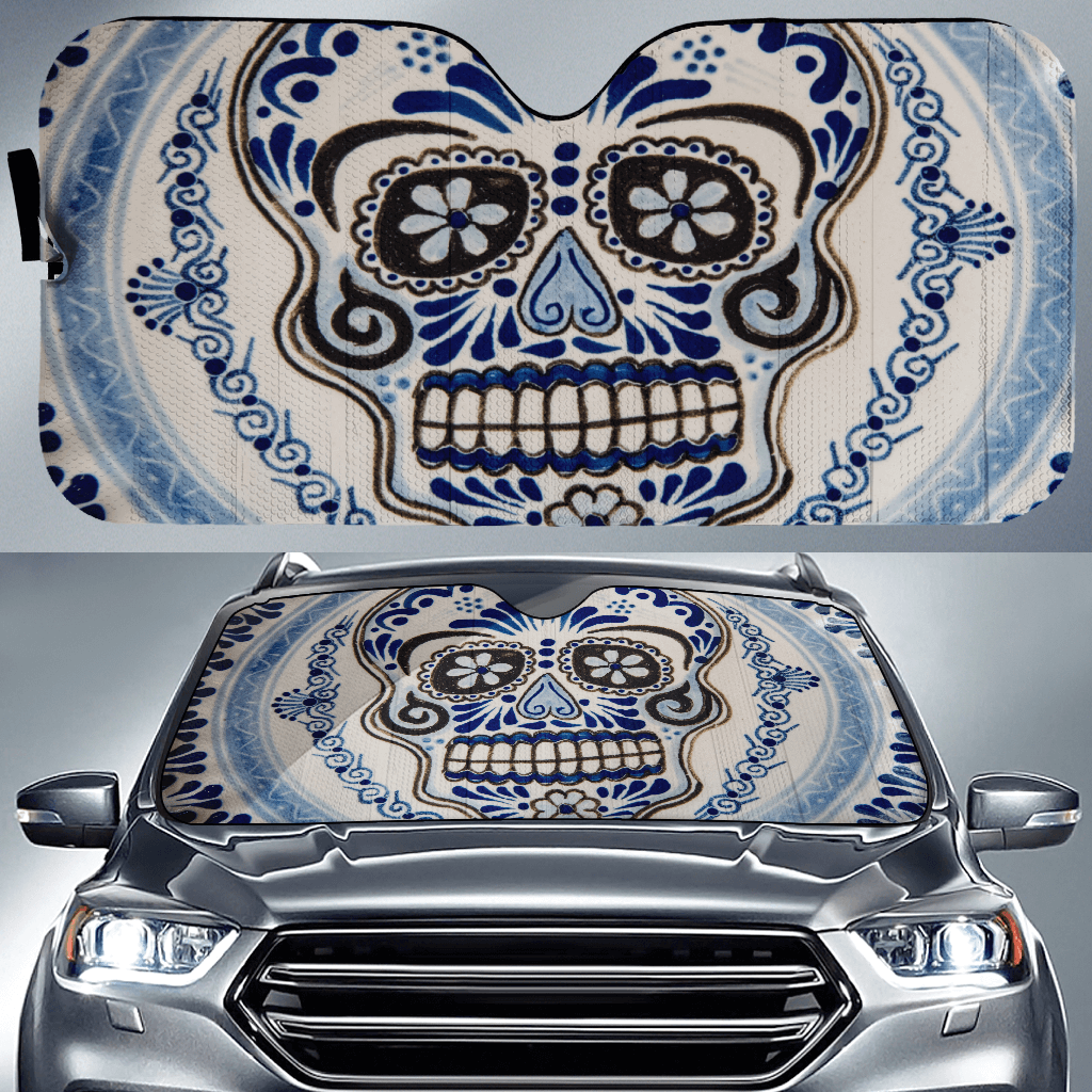 Blue Skull Auto Sun Shade — view 1