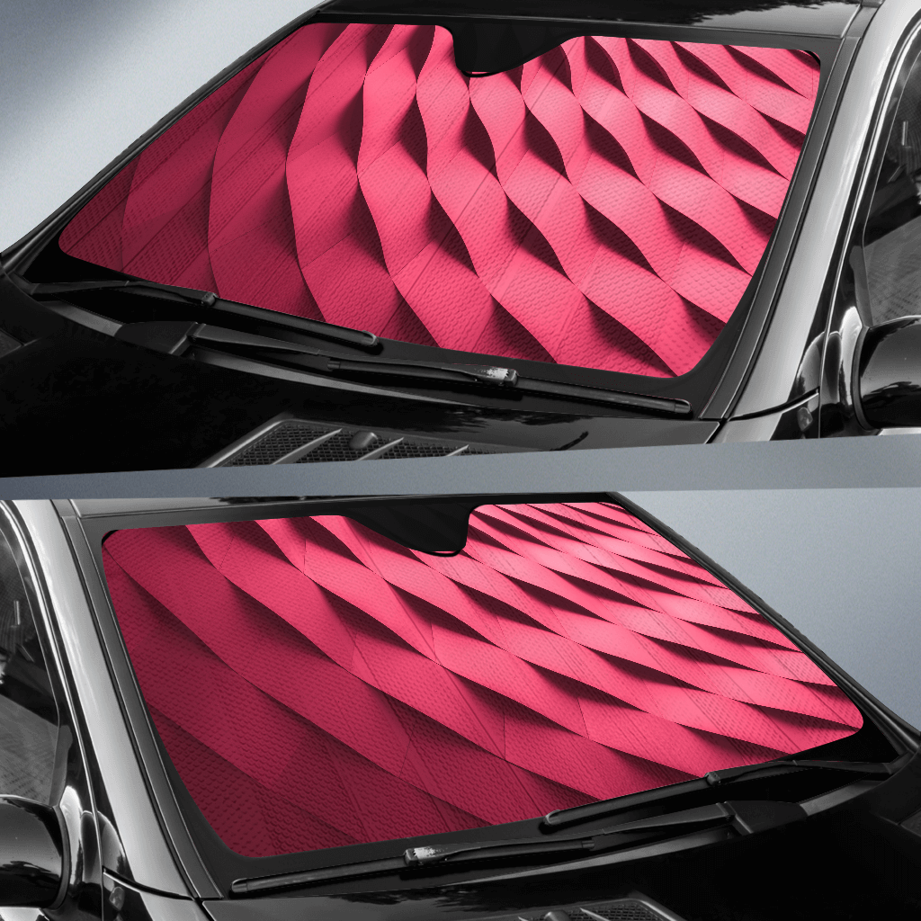 Red Waves Auto Sun Shade — view 2