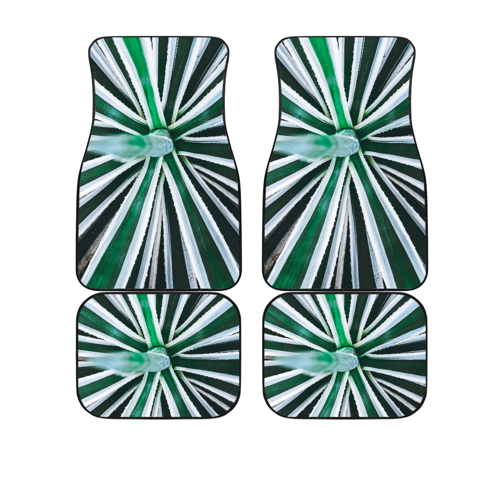 Green and White Car Floor Mats