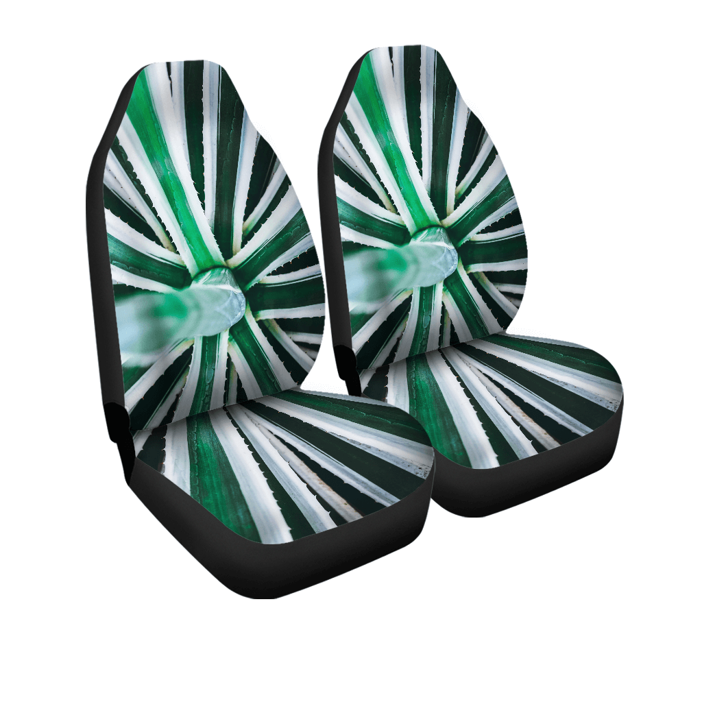 Green and White Car Seat Covers — view 3