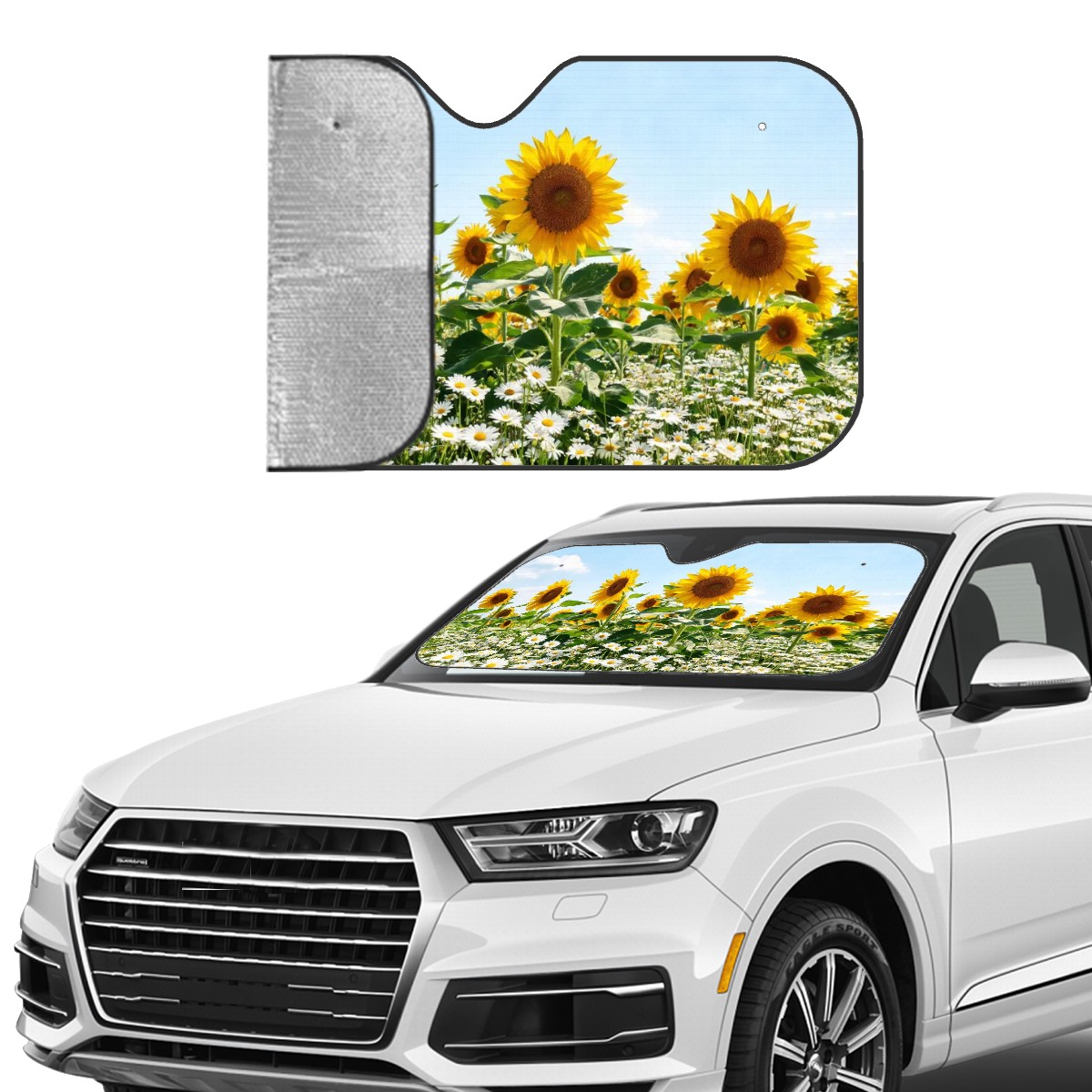 Daisies & Sunflowers Car Sun Shade — view 2