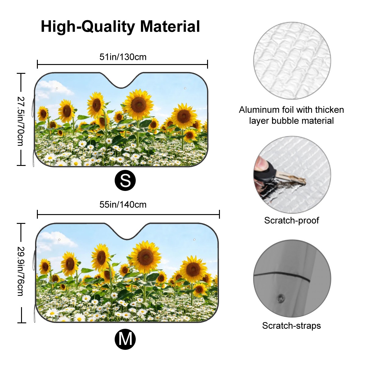 Daisies & Sunflowers Car Sun Shade — view 5