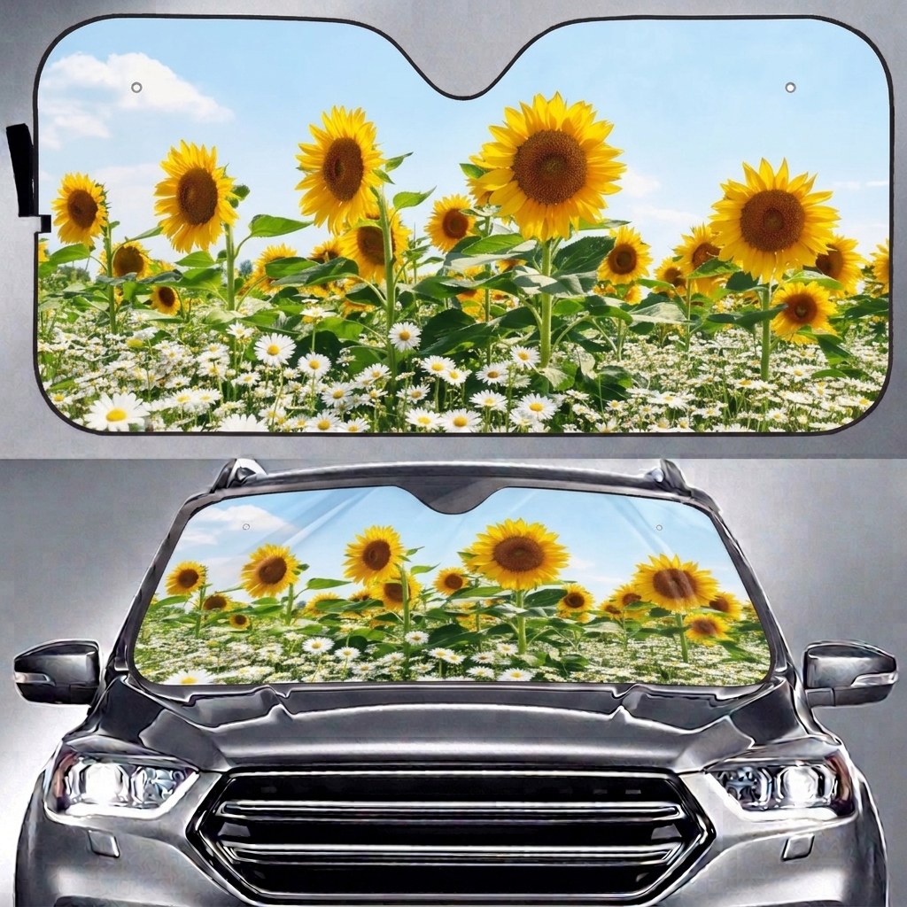Daisies & Sunflowers Car Sun Shade