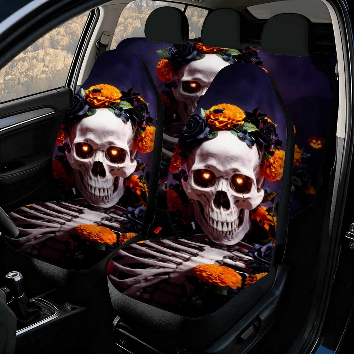 Halloween Flower Car Seat Covers Set