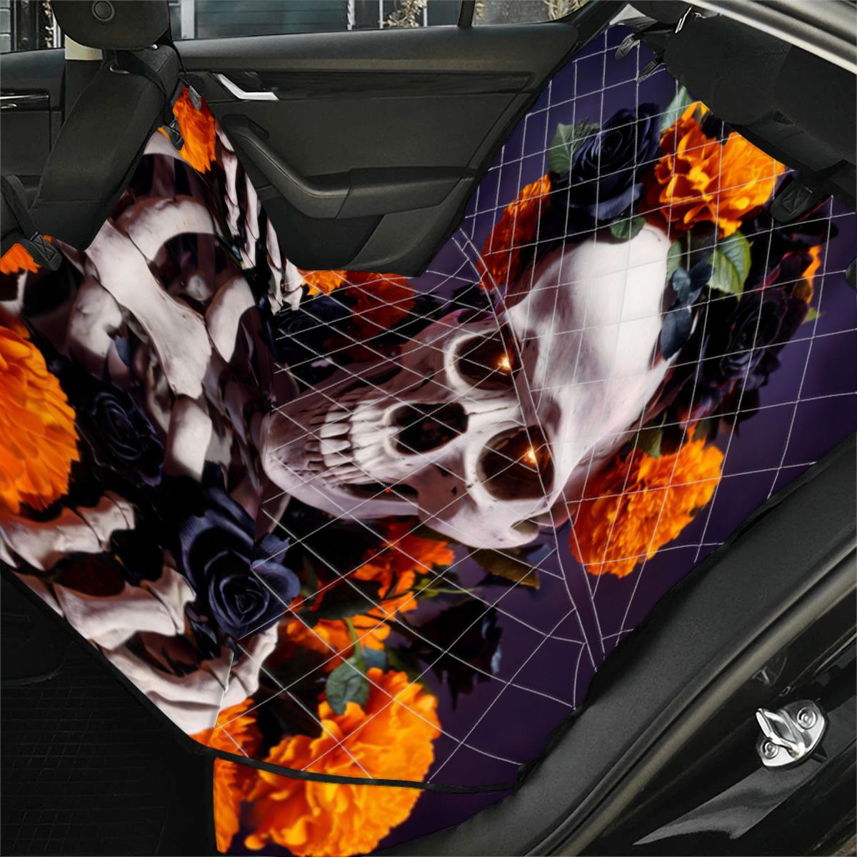 Halloween Flower Dog Car Seat Cover