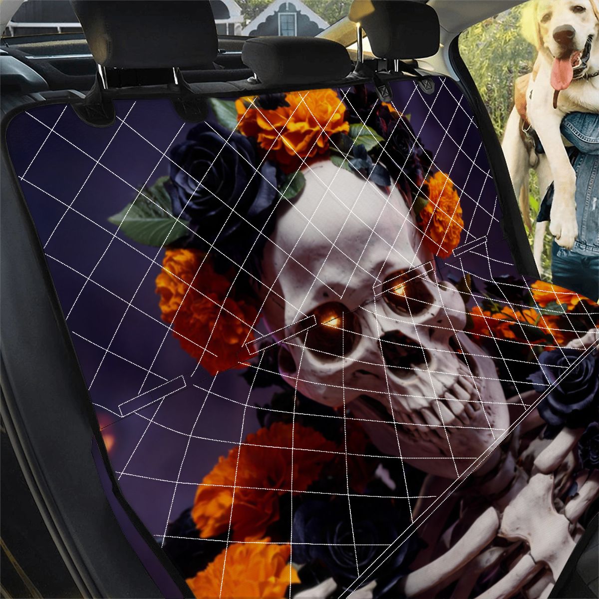 Halloween Flower Dog Car Seat Cover