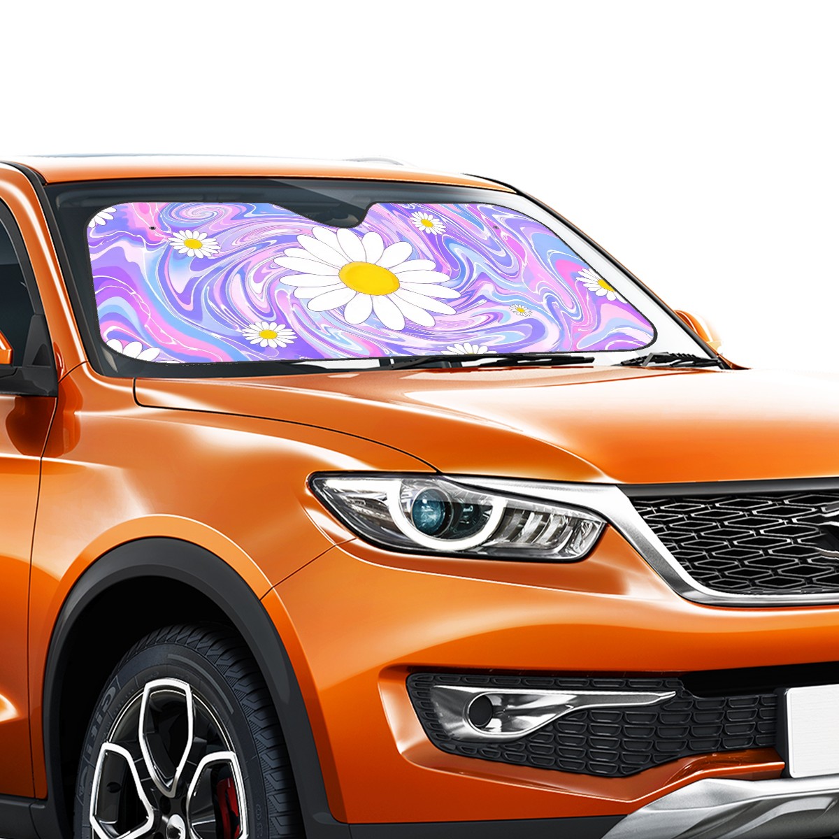 Trippy Daisy Car Sun Shade — view 3