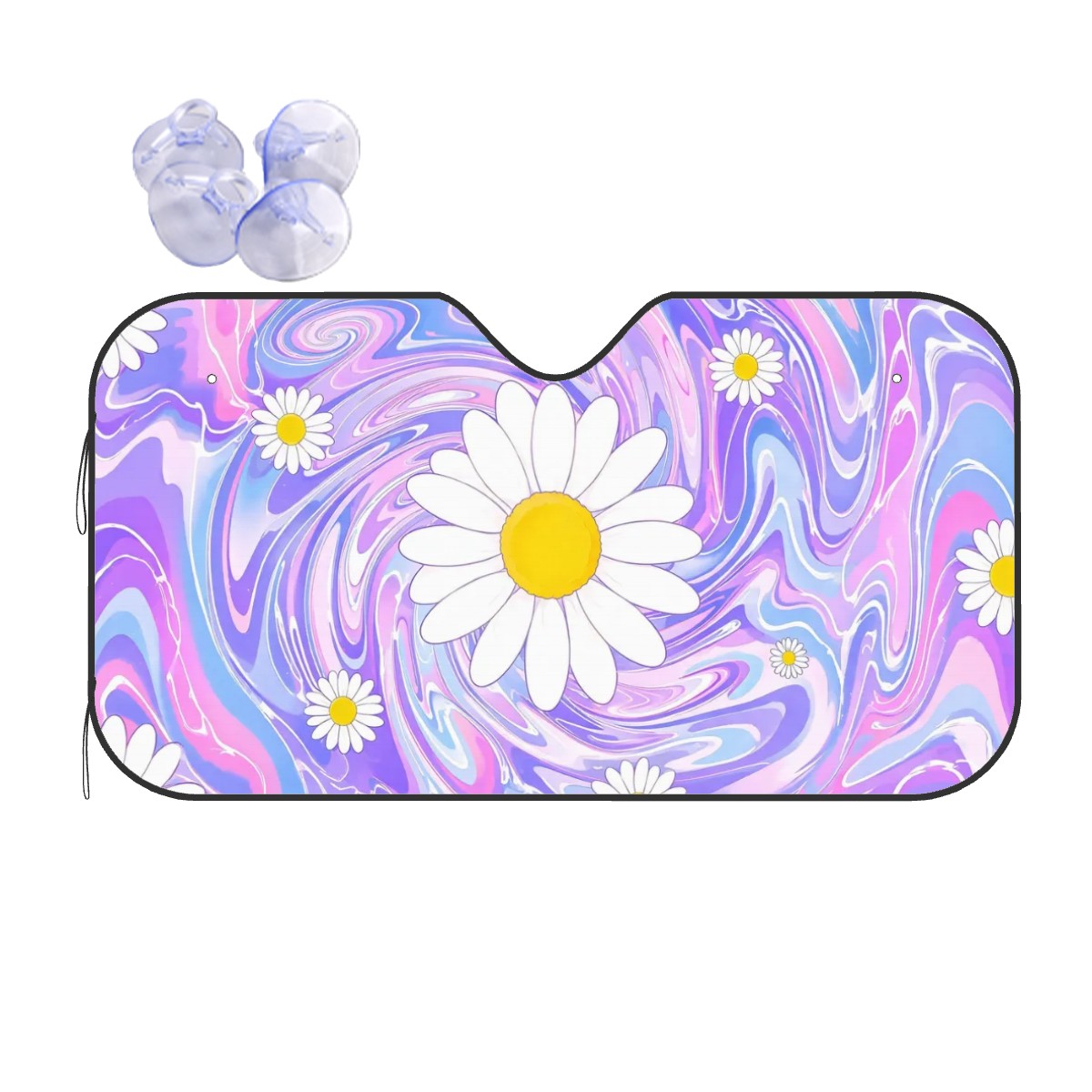 Trippy Daisy Car Sun Shade — view 4