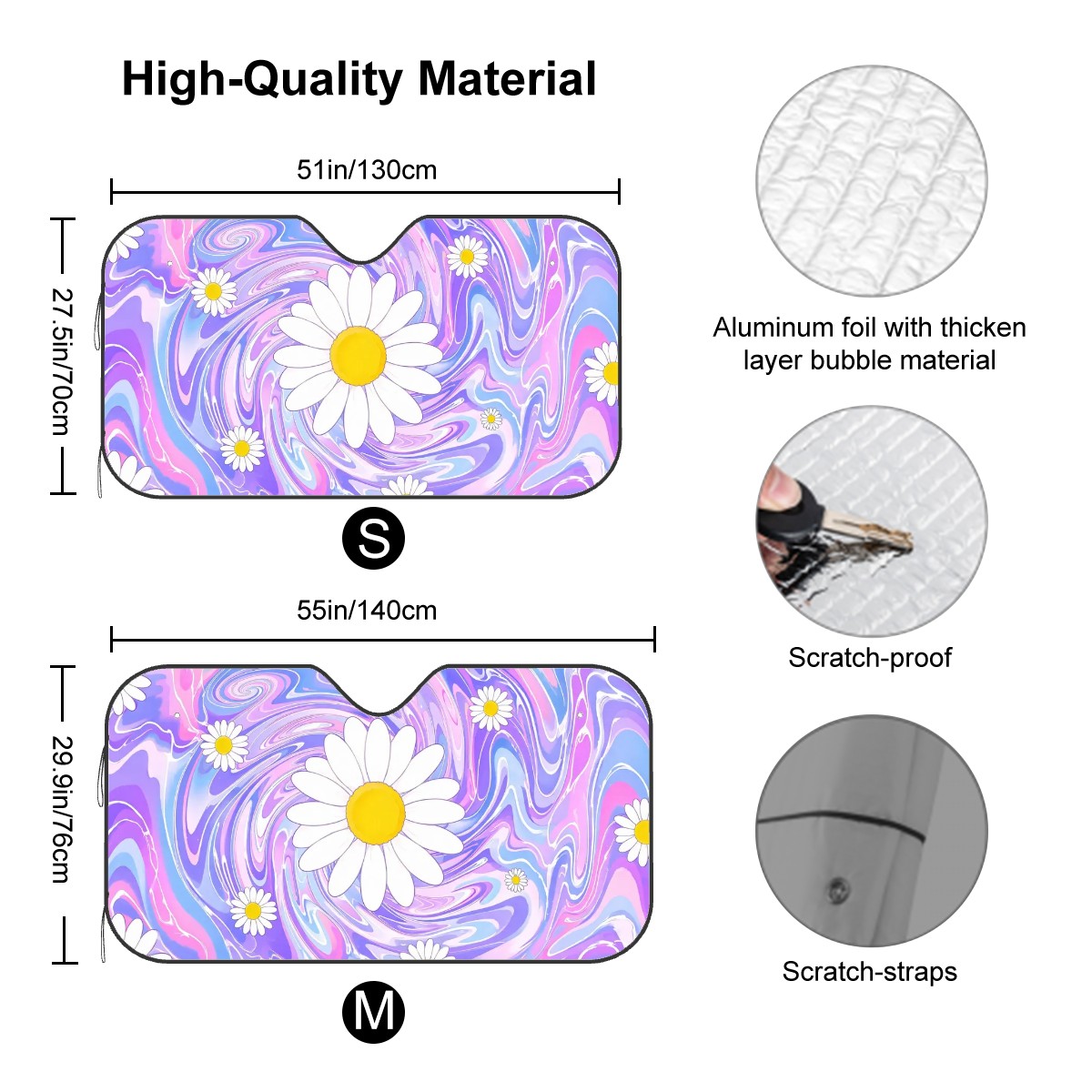 Trippy Daisy Car Sun Shade — view 5