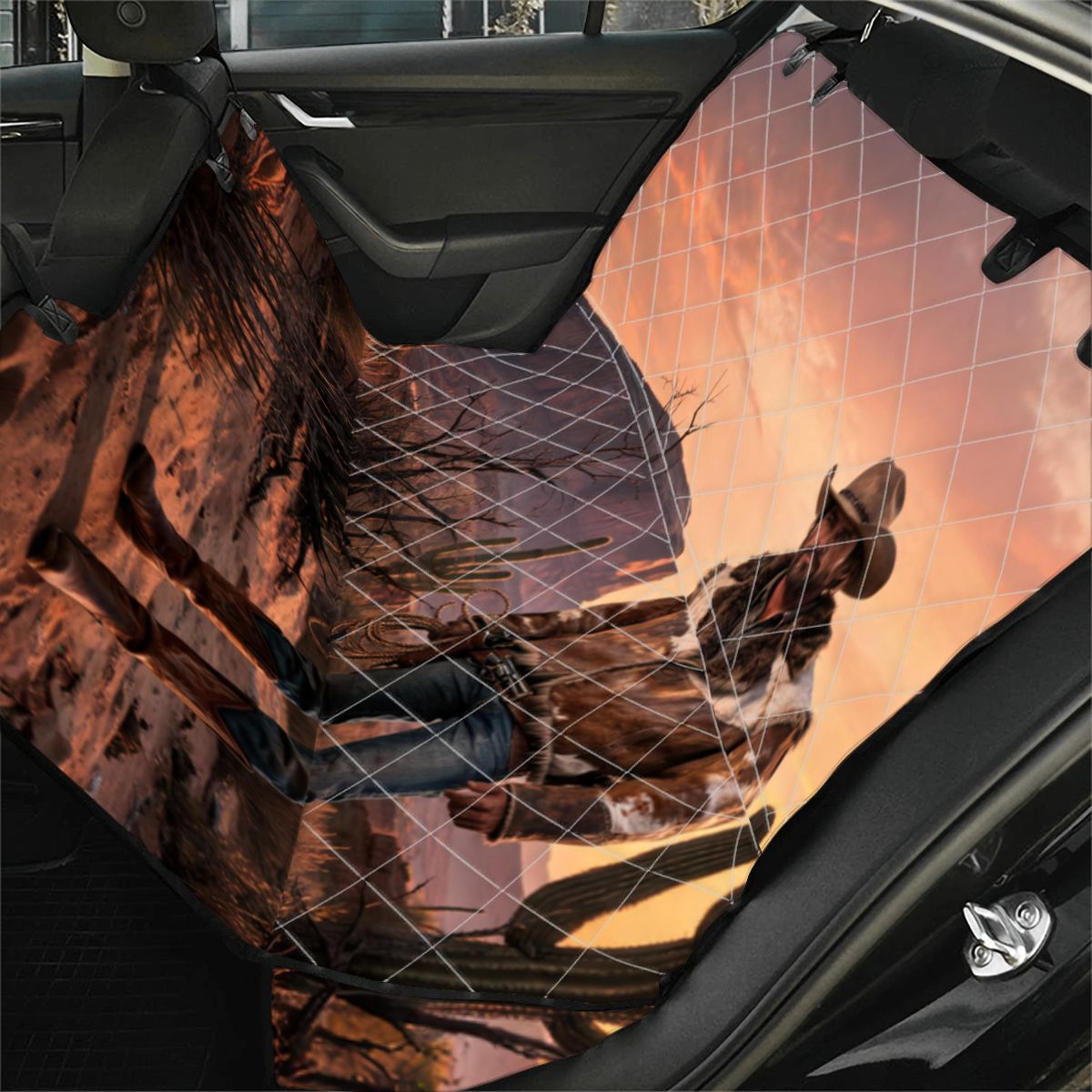 Western Cowboy Dog Car Seat Cover — view 3